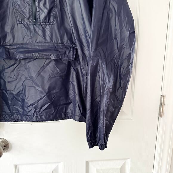 Lacoste Izod Vintage Navy Blue Pullover Windbreaker Hooded Jacket Packable Large - Picture 4 of 8